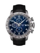 Tissot T-sport Stainless Steel V8 Automatic Chronograph Leather-strap Watch