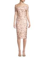 Nicole Bakti Off-the-shoulder Floral Brocade Dress