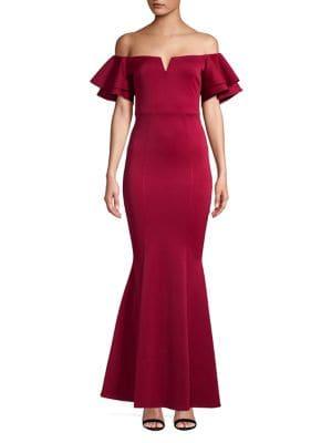 Quiz Off-the-shoulder Ruffle Sheath Gown