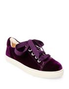 Betsey Johnson Lacy Velvet Lace-up Sneakers