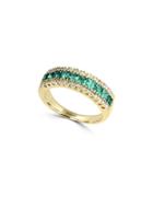 Effy Brasilica Natural Emerald, Diamond And 14k Yellow Gold Ring
