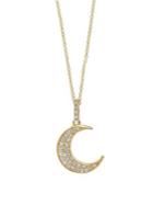 Effy D'oro 14k Yellow Gold & Diamond Moon Pendant Necklace