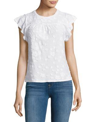 Michael Michael Kors Petite Embroidered Flutter-sleeve Top