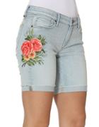 Driftwood Floral Embroidered Cuffed Bermuda Shorts