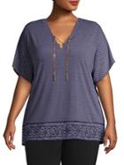 Michael Kors Plus Printed V-neck Tunic Top