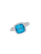 Lord & Taylor Sterling Silver, Swiss Blue Topaz & White Topaz Solitaire Ring
