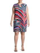 Quiz Curve Plus Pattern Split Neck Shift Dress