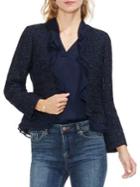 Vince Camuto Petite Sapphire Sheen Ruffled Open-front Blazer