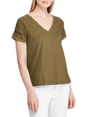 Lauren Ralph Lauren Petite Lace-trim Top