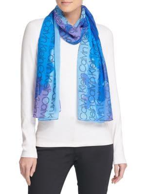 Calvin Klein Painterly Logo Chiffon Scarf