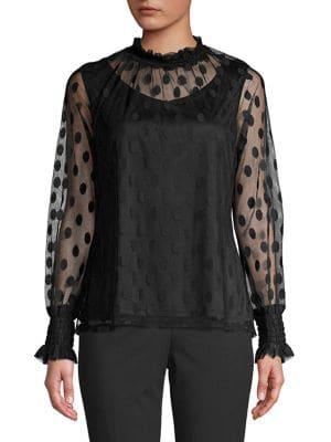 Imnyc Isaac Mizrahi Ruffle Dot-print Top