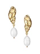 Kate Spade New York Under The Sea Goldplated, Pearl And Pave Drop Earrings