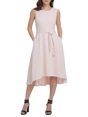 Donna Karan Tie-front Sleeveless Midi Sheath Dress