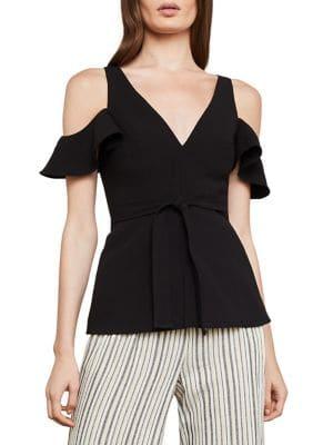 Bcbgmaxazria Cold-shoulder Ruffle Top