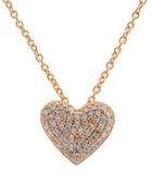 Crislu Simply Pave Sterling Silver And Cubic Zirconia Heart Pendant Necklace