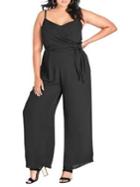 City Chic Plus V-neck Wide-leg Jumpsuit
