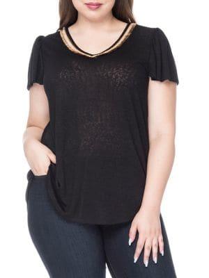 B Collection By Bobeau Plus Lane Puff-sleeve Knit Top