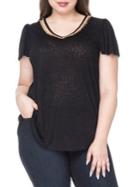 B Collection By Bobeau Plus Lane Puff-sleeve Knit Top