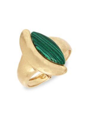 Robert Lee Morris Greener Pastures Goldtone Sculptural Curved Hinged Bangle Bracelet