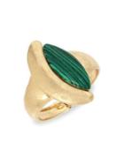 Robert Lee Morris Greener Pastures Goldtone Sculptural Curved Hinged Bangle Bracelet