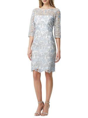 Tahari Arthur S. Levine Embroidered Cocktail Sheath Dress