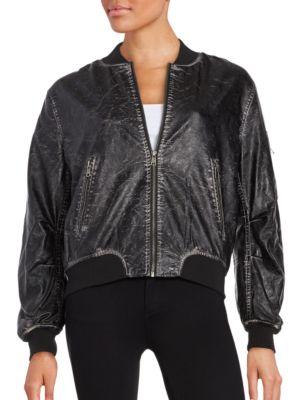 Vintage Havana Leatherette Zip Front Jacket