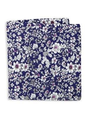 Black Brown Rye Floral Pocket Square