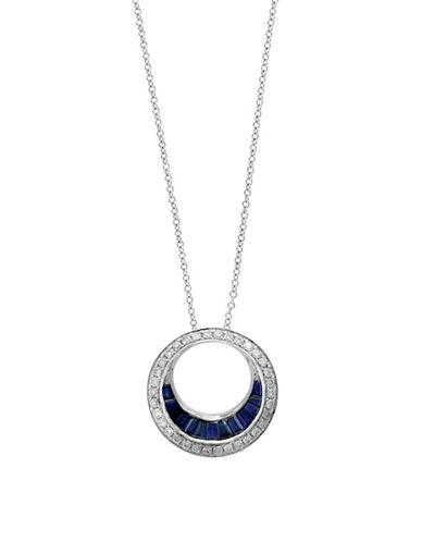 Effy Royale' Bleu Diamond, Sapphire & 14k White Gold Pendant Necklace