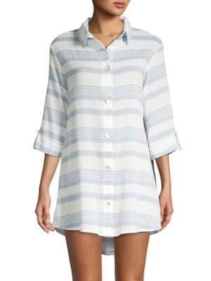 J Valdi Striped Button-front Tunic