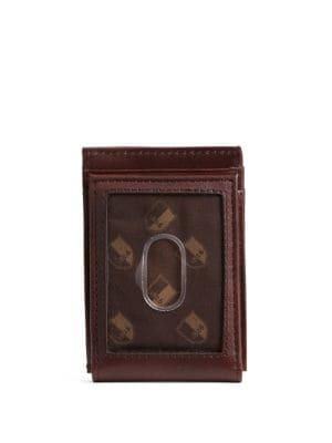 Black Brown Logo Leather Bi-fold Wallet