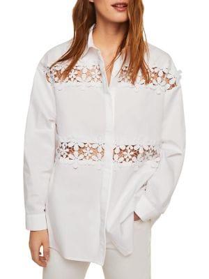 Mango Chelsea Openwork Panel Button-down Shirt