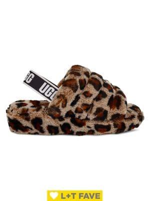 Ugg Fluffy Yeah Leopard-print Shearling Slippers