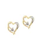 Lord & Taylor 14 Kt. Yellow Gold Heart Earrings With Diamond Accents