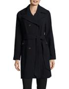 Eliza J Solid Double-breasted Trench Coat