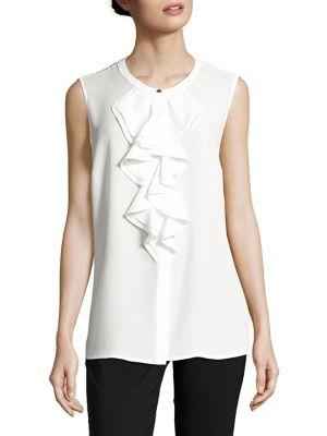 Karl Lagerfeld Paris Ruffle-front Sleeveless Top