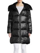 Calvin Klein Hooded Faux Leather Puffer Jacket