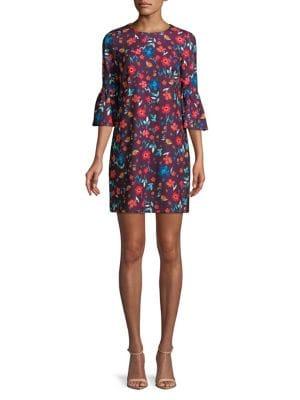 Calvin Klein Petite Petite Printed Bell Sleeve Dress