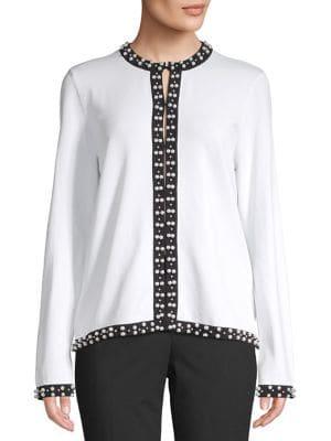 Karl Lagerfeld Paris Embellished Faux-pearl Cardigan