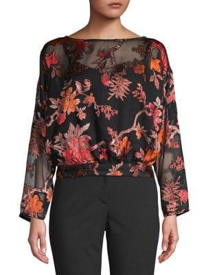 Miss Selfridge Floral Burnout Batwing Top