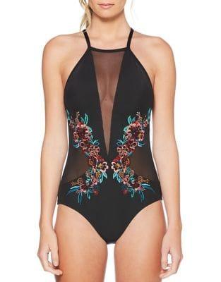 Laundry By Shelli Segal Mesh High Neck One-piece