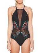 Laundry By Shelli Segal Mesh High Neck One-piece