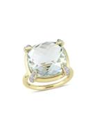 Sonatina 14k Yellow Gold, Green Amethyst, White Sapphire Cocktail Ring