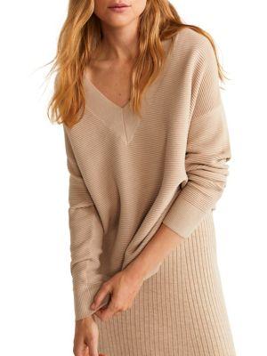Mango Ribbed V-neck Sweater