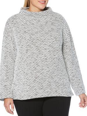 Rafaella Plus Chevron Funnelneck Sweater
