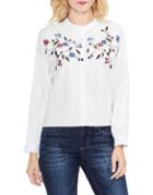 Vince Camuto Petite Embroidered Bubble-sleeve Shirt