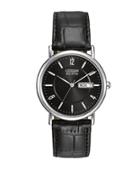 Citizen Eco-drive Stainless Steel And Leather Black Dial Watch