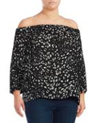 Vince Camuto Plus Printed Off-the-shoulder Top