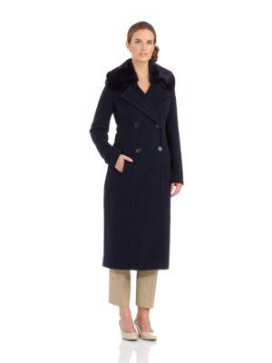 Planet London Double Breasted Fur Collar Coat
