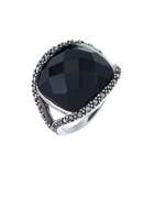 Lord & Taylor Sterling Silver And Onyx Dome Ring