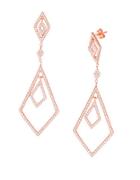 Lord & Taylor Geometric Cubic Zirconia And 18k Rose Gold Drop Earrings
